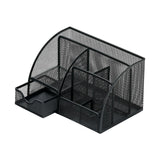 Maxbell Mesh Pen Holder Multipurpose Sturdy 6 Compartments for Office Classroom Pens black