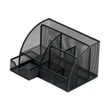 Maxbell Mesh Pen Holder Multipurpose Sturdy 6 Compartments for Office Classroom Pens black