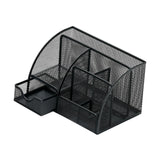 Maxbell Mesh Pen Holder Multipurpose Sturdy 6 Compartments for Office Classroom Pens black