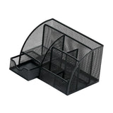 Maxbell Mesh Pen Holder Multipurpose Sturdy 6 Compartments for Office Classroom Pens black