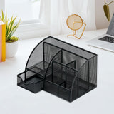 Maxbell Mesh Pen Holder Multipurpose Sturdy 6 Compartments for Office Classroom Pens black