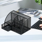 Maxbell Mesh Pen Holder Multipurpose Sturdy 6 Compartments for Office Classroom Pens black