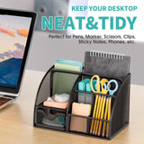 Maxbell Mesh Pen Holder Multipurpose Sturdy 6 Compartments for Office Classroom Pens black