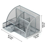 Maxbell Mesh Pen Holder Multipurpose Sturdy 6 Compartments for Office Classroom Pens silver