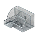 Maxbell Mesh Pen Holder Multipurpose Sturdy 6 Compartments for Office Classroom Pens silver