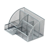 Maxbell Mesh Pen Holder Multipurpose Sturdy 6 Compartments for Office Classroom Pens silver