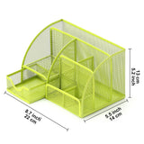 Maxbell Mesh Pen Holder Multipurpose Sturdy 6 Compartments for Office Classroom Pens green