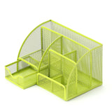 Maxbell Mesh Pen Holder Multipurpose Sturdy 6 Compartments for Office Classroom Pens green