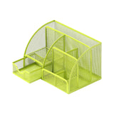 Maxbell Mesh Pen Holder Multipurpose Sturdy 6 Compartments for Office Classroom Pens green