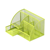 Maxbell Mesh Pen Holder Multipurpose Sturdy 6 Compartments for Office Classroom Pens green
