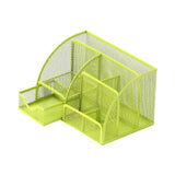 Maxbell Mesh Pen Holder Multipurpose Sturdy 6 Compartments for Office Classroom Pens green