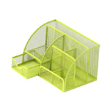 Maxbell Mesh Pen Holder Multipurpose Sturdy 6 Compartments for Office Classroom Pens green