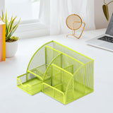 Maxbell Mesh Pen Holder Multipurpose Sturdy 6 Compartments for Office Classroom Pens green