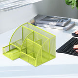 Maxbell Mesh Pen Holder Multipurpose Sturdy 6 Compartments for Office Classroom Pens green