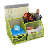 Maxbell Mesh Pen Holder Multipurpose Sturdy 6 Compartments for Office Classroom Pens green