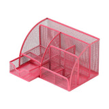 Maxbell Mesh Pen Holder Multipurpose Sturdy 6 Compartments for Office Classroom Pens rose red