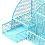 Maxbell Mesh Pen Holder Desk Tidy Wiremesh Desk Organiser for Office School Staplers blue
