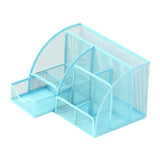 Maxbell Mesh Pen Holder Desk Tidy Wiremesh Desk Organiser for Office School Staplers blue
