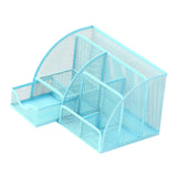 Maxbell Mesh Pen Holder Desk Tidy Wiremesh Desk Organiser for Office School Staplers blue