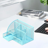 Maxbell Mesh Pen Holder Desk Tidy Wiremesh Desk Organiser for Office School Staplers blue