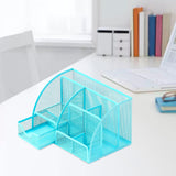 Maxbell Mesh Pen Holder Desk Tidy Wiremesh Desk Organiser for Office School Staplers blue