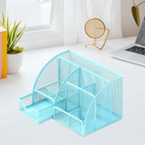 Maxbell Mesh Pen Holder Desk Tidy Wiremesh Desk Organiser for Office School Staplers blue