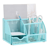 Maxbell Mesh Pen Holder Desk Tidy Wiremesh Desk Organiser for Office School Staplers blue