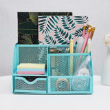 Maxbell Mesh Pen Holder Desk Tidy Wiremesh Desk Organiser for Office School Staplers blue