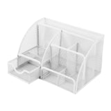 Maxbell Mesh Pen Holder Desk Tidy Wiremesh Desk Organiser for Office School Staplers white