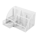Maxbell Mesh Pen Holder Desk Tidy Wiremesh Desk Organiser for Office School Staplers white