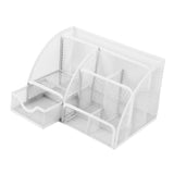 Maxbell Mesh Pen Holder Desk Tidy Wiremesh Desk Organiser for Office School Staplers white