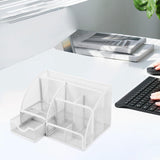 Maxbell Mesh Pen Holder Desk Tidy Wiremesh Desk Organiser for Office School Staplers white