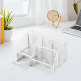 Maxbell Mesh Pen Holder Desk Tidy Wiremesh Desk Organiser for Office School Staplers white
