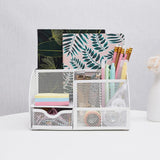 Maxbell Mesh Pen Holder Desk Tidy Wiremesh Desk Organiser for Office School Staplers white