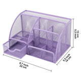 Maxbell Mesh Pen Holder Desk Tidy Wiremesh Desk Organiser for Office School Staplers violet