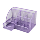 Maxbell Mesh Pen Holder Desk Tidy Wiremesh Desk Organiser for Office School Staplers violet
