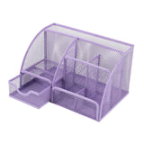 Maxbell Mesh Pen Holder Desk Tidy Wiremesh Desk Organiser for Office School Staplers violet