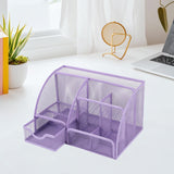 Maxbell Mesh Pen Holder Desk Tidy Wiremesh Desk Organiser for Office School Staplers violet