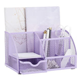 Maxbell Mesh Pen Holder Desk Tidy Wiremesh Desk Organiser for Office School Staplers violet