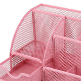 Maxbell Mesh Pen Holder Desk Tidy Wiremesh Desk Organiser for Office School Staplers pink