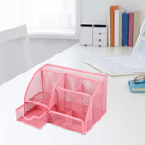 Maxbell Mesh Pen Holder Desk Tidy Wiremesh Desk Organiser for Office School Staplers pink