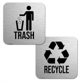 Maxbell 2 Pieces Magnetic Recycle and Trash Sign Kit 14x14cm Garbage Can Logo Symbol