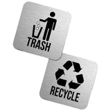 Maxbell 2 Pieces Magnetic Recycle and Trash Sign Kit 14x14cm Garbage Can Logo Symbol