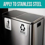 Maxbell 2 Pieces Magnetic Recycle and Trash Sign Kit 14x14cm Garbage Can Logo Symbol