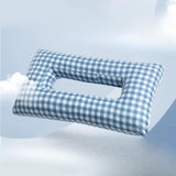 Maxbell Ear Piercing Pillow for Side Sleepers Removable Cover Rectangle Soft Support blue