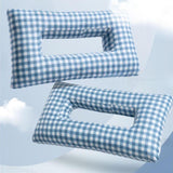 Maxbell Ear Piercing Pillow for Side Sleepers Removable Cover Rectangle Soft Support blue