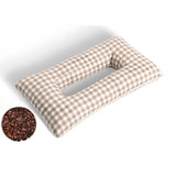 Maxbell Ear Piercing Pillow for Side Sleepers Removable Cover Rectangle Soft Support brown