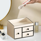 Maxbell Cosmetic Organiser with 3 Drawers PU Leather for Holiday Gift Compact Design With Movable Tray
