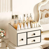 Maxbell Cosmetic Organiser with 3 Drawers PU Leather for Holiday Gift Compact Design With Movable Tray