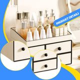 Maxbell Cosmetic Organiser with 3 Drawers PU Leather for Holiday Gift Compact Design With Movable Tray